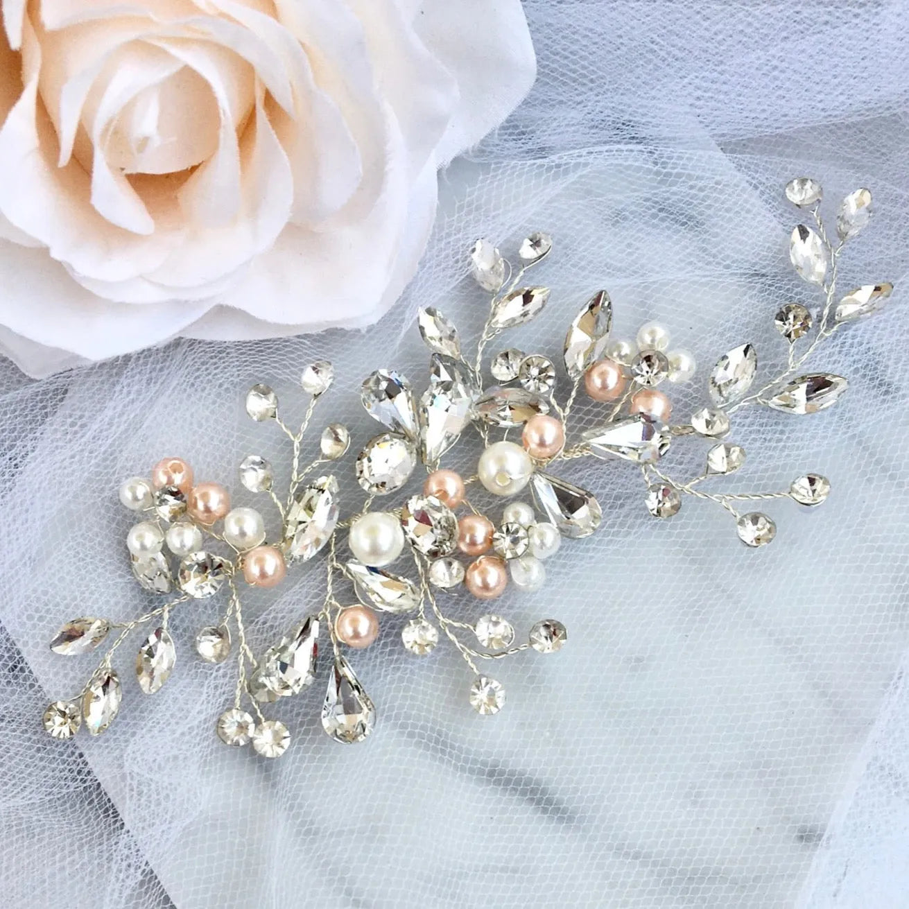 New Pearl Formal Cocktail Evening Bridal Fairycore Cottagecore Hair Accesdory Dreamy Coquette Flower Embroidery Dress – Retro Fairy main image 2