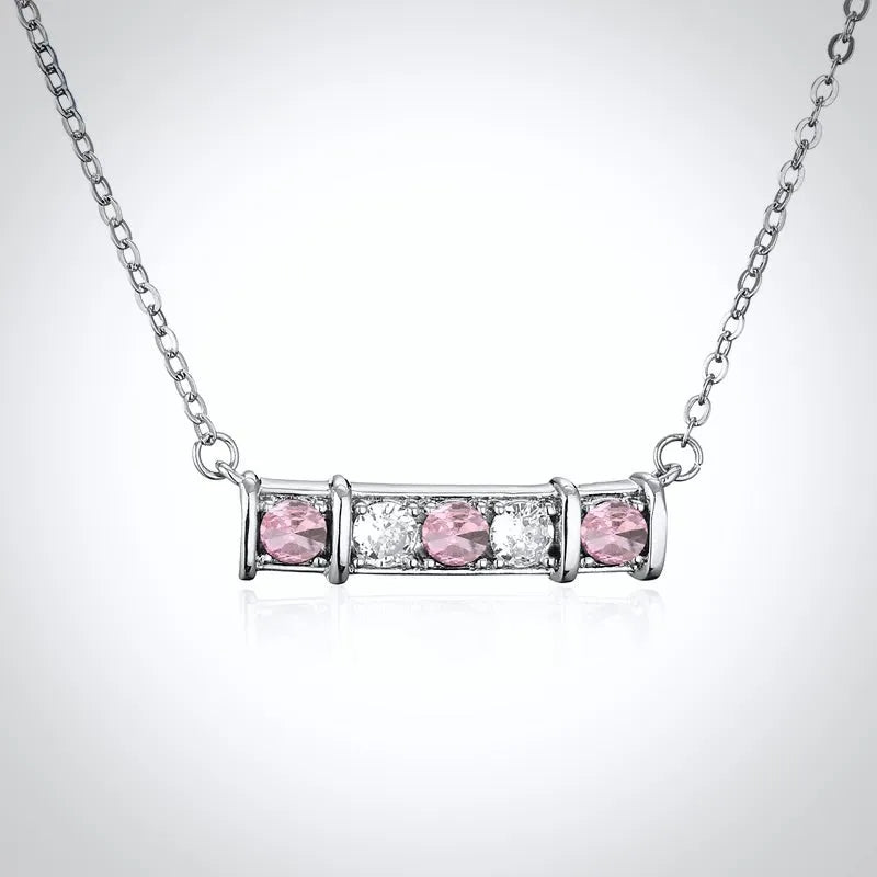 Wedding Jewelry 'Adele' - Cubic Zirconia Minimalist Pink Bridal Necklace