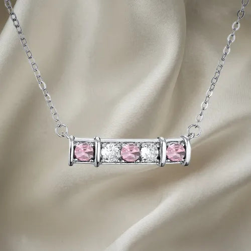 Wedding Jewelry 'Adele' - Cubic Zirconia Minimalist Pink Bridal Necklace
