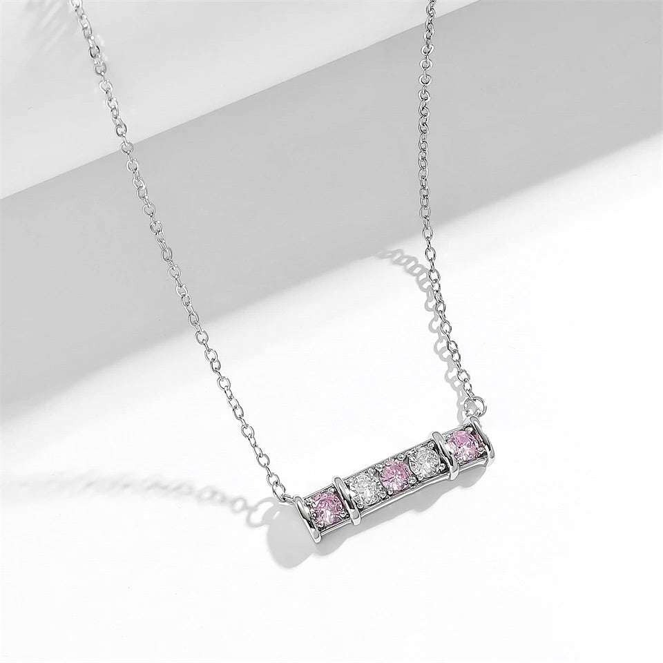 Wedding Jewelry 'Adele' - Cubic Zirconia Minimalist Pink Bridal Necklace