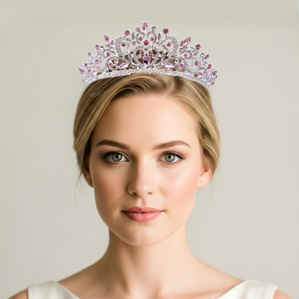 Wedding Hair Accessories - Pink Crystal Bridal Tiara