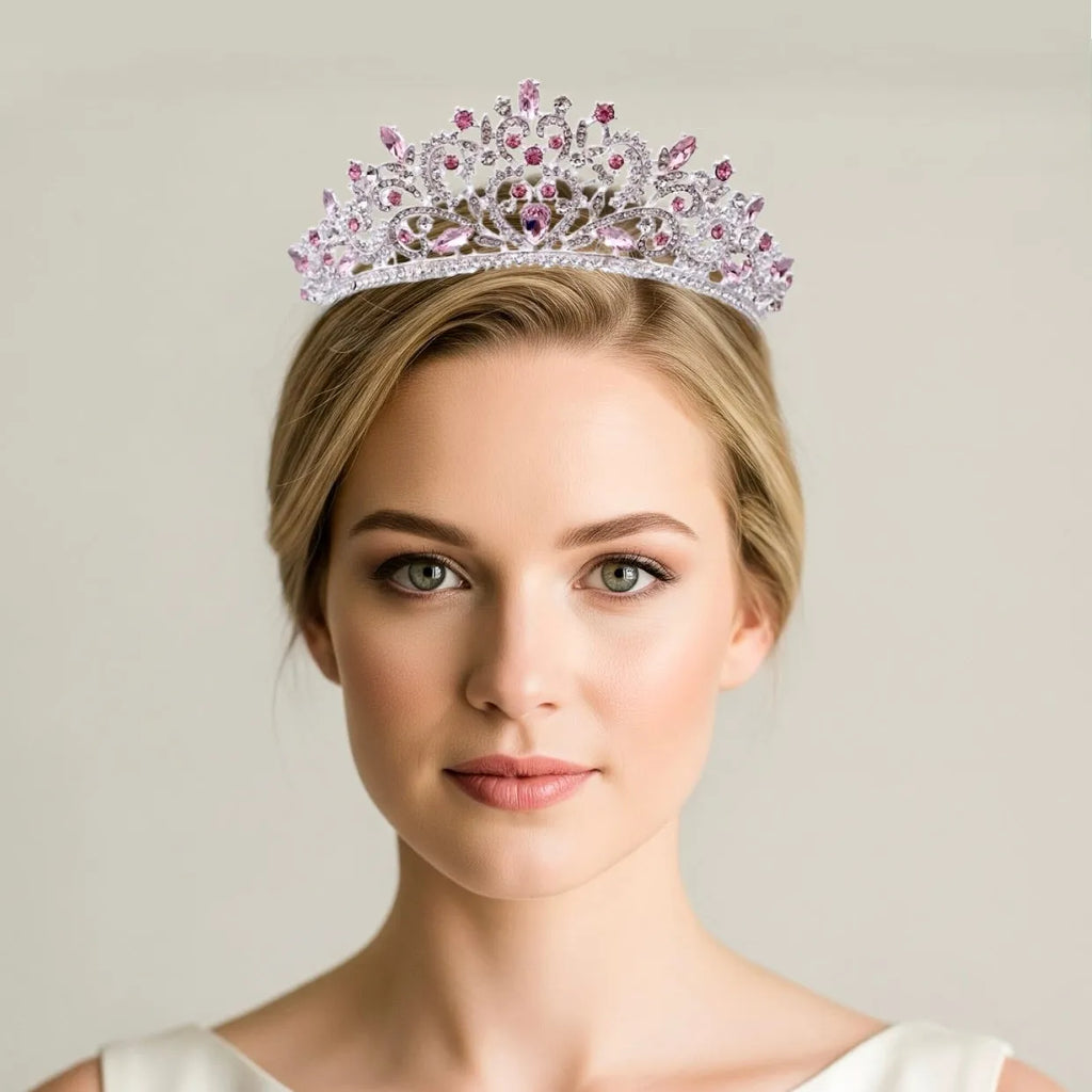 Wedding Hair Accessories - Pink Crystal Bridal Tiara