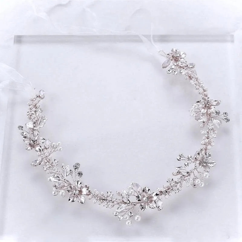 Wedding Hair Accessories - Rose Gold Swarovski Pearl and Crystal Bridal Headband