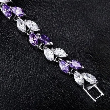 Wedding Jewelry - Purple Cubic Zirconia Bridal Bracelet