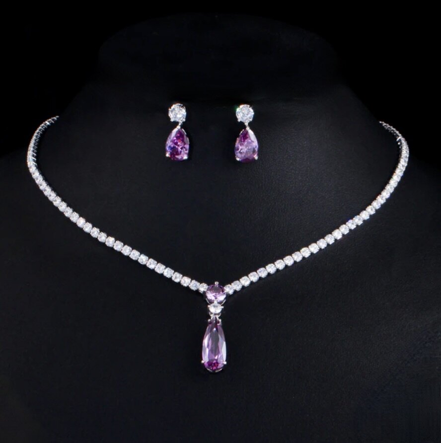 Wedding Jewelry - Silver Cubic Zirconia Bridal Jewelry Set - More Colors