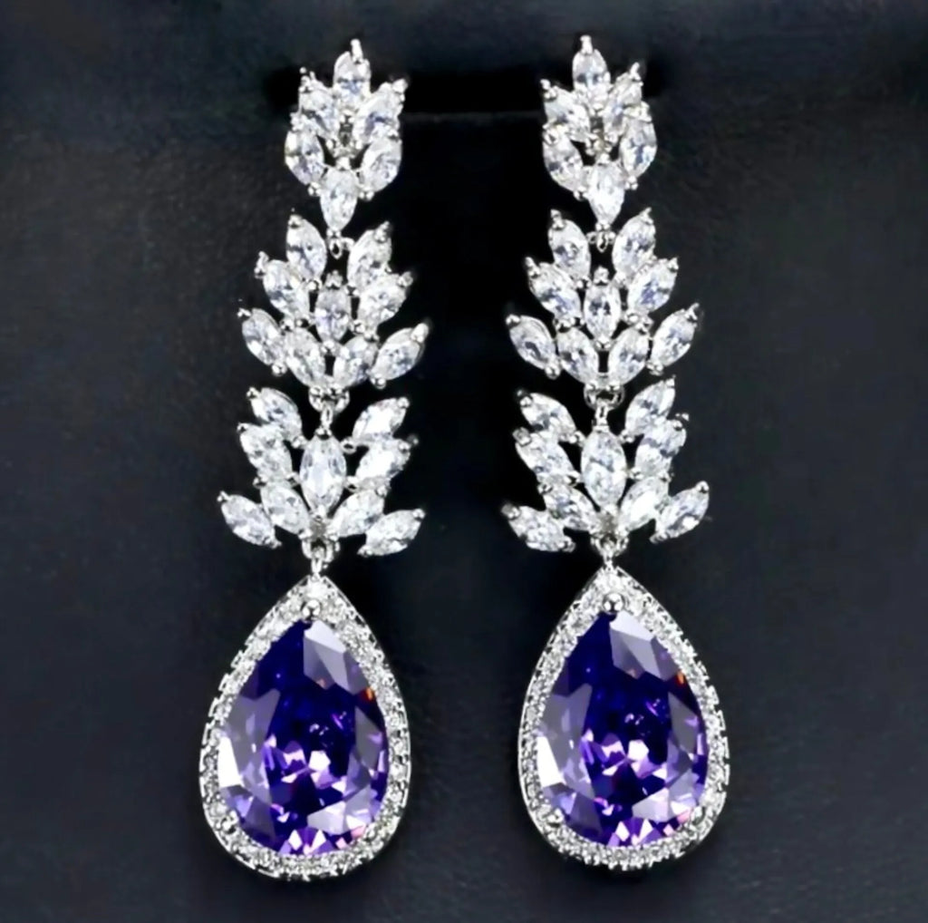 Wedding Jewelry - Cubic Zirconia Bridal Earrings - More Colors Available 
