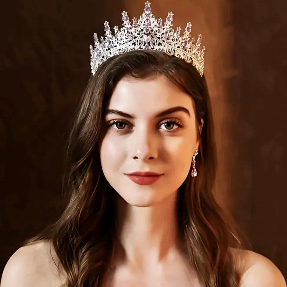 Wedding Hair Accessories - Purple Baroque Bridal Tiara