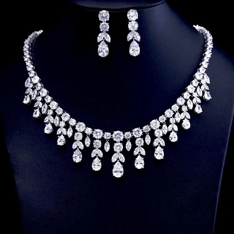 Wedding Jewelry - Silver Cubic Zirconia Bridal Jewelry Set