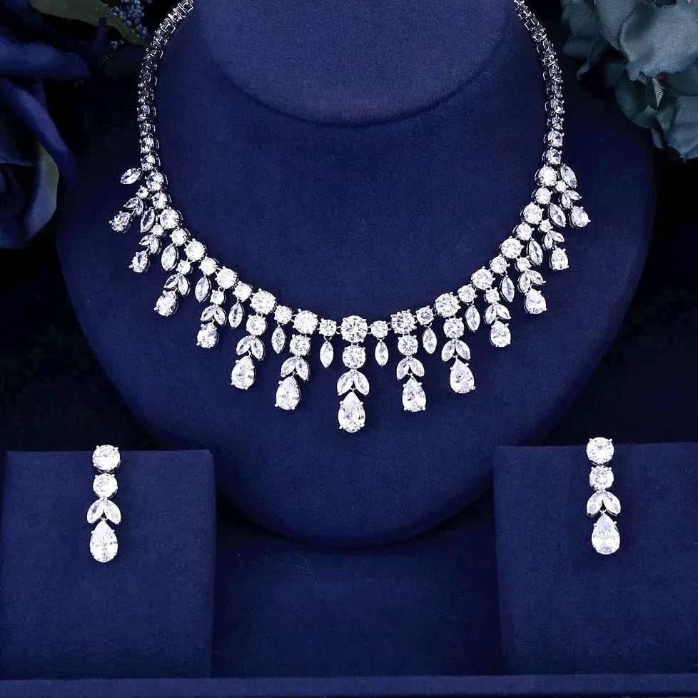 Wedding Jewelry - Silver Cubic Zirconia Bridal Jewelry Set