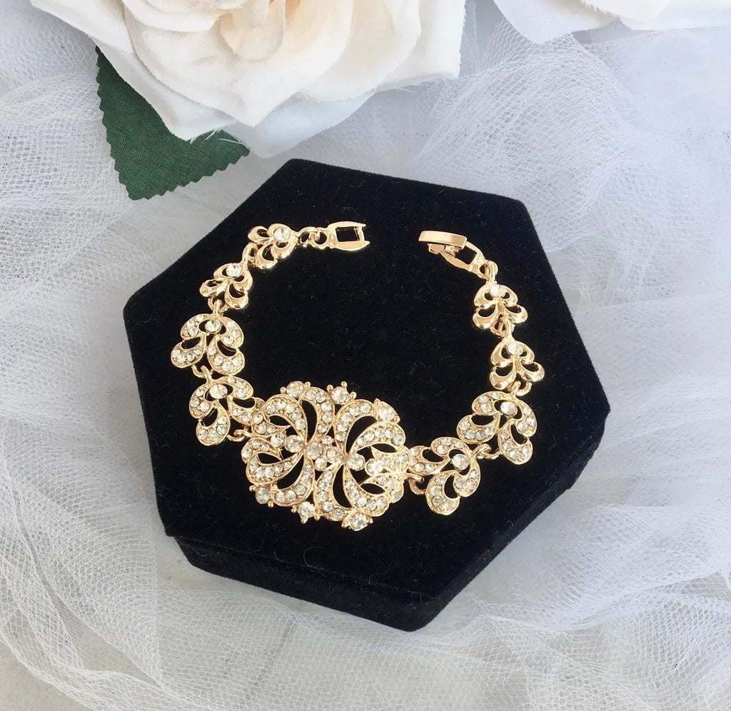 Wedding Jewelry - Cubic Zirconia Bridal Bracelet - Available in Silver and Gold