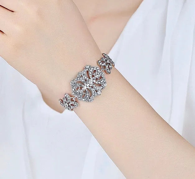 Wedding Jewelry - Cubic Zirconia Bridal Bracelet - Available in Silver and Gold