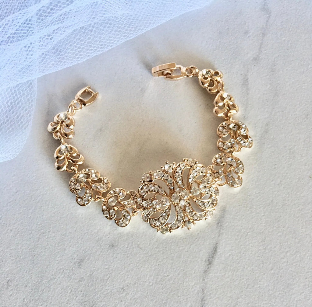 Wedding Jewelry - Cubic Zirconia Bridal Bracelet - Available in Silver and Gold