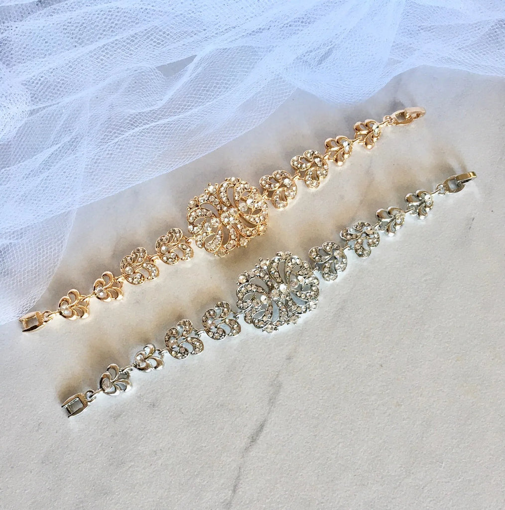 Wedding Jewelry - Cubic Zirconia Bridal Bracelet - Available in Silver and Gold
