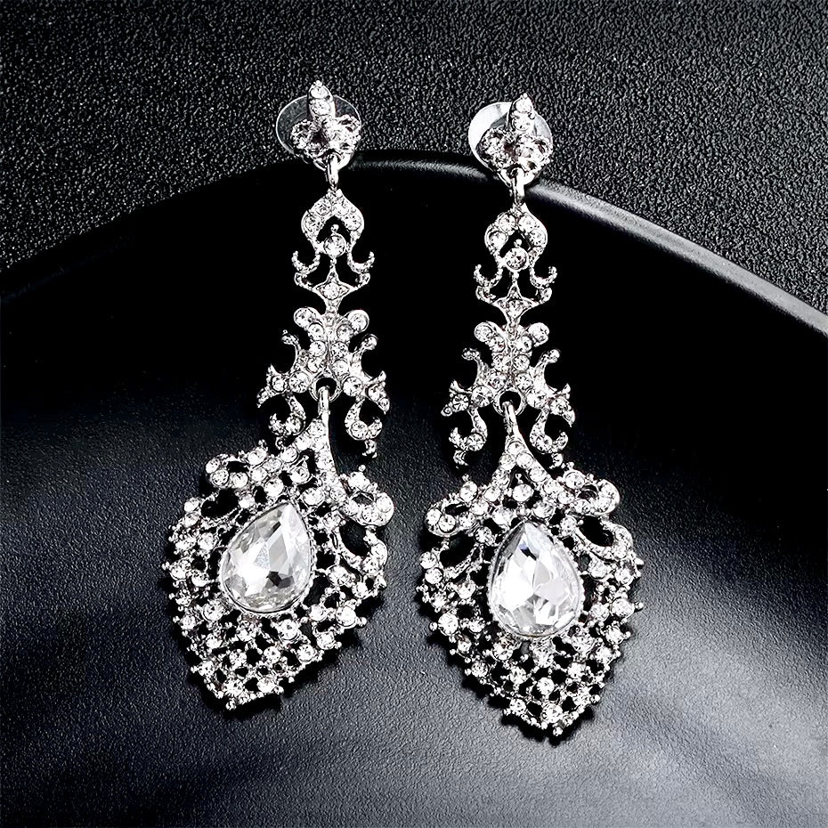 Wedding Jewelry - Rhinestone Bridal Earrings - Available in Silver and Gold