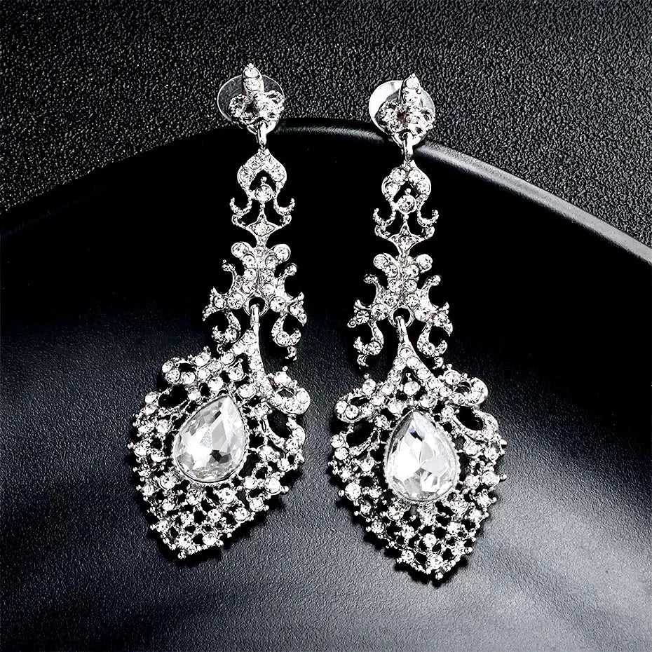 Wedding Jewelry - Rhinestone Bridal Earrings - Available in Silver and Gold