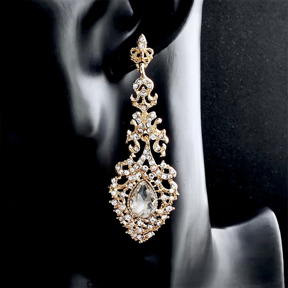 Wedding Jewelry - Rhinestone Bridal Earrings - Available in Silver and Gold