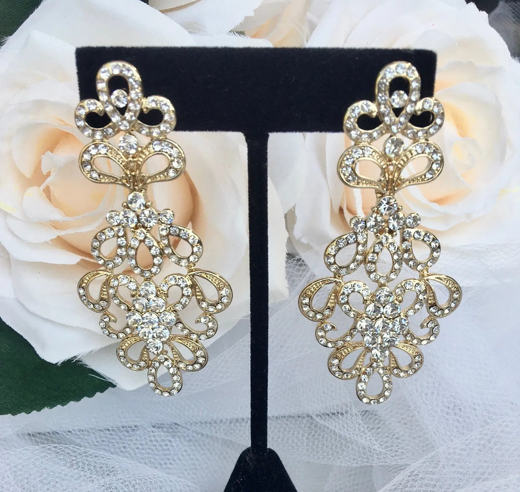 Wedding Jewelry - Cubic Zirconia Bridal Earrings - Available in Silver and Gold
