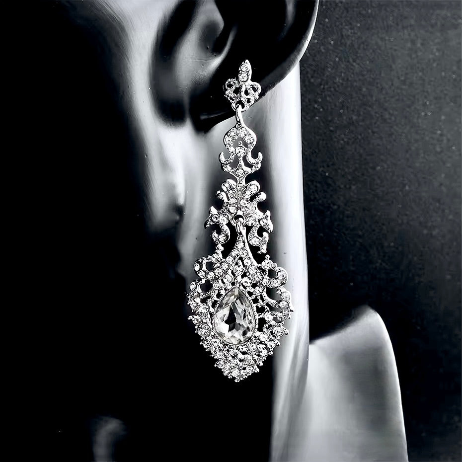 Wedding Jewelry - Rhinestone Bridal Earrings - Available in Silver and Gold