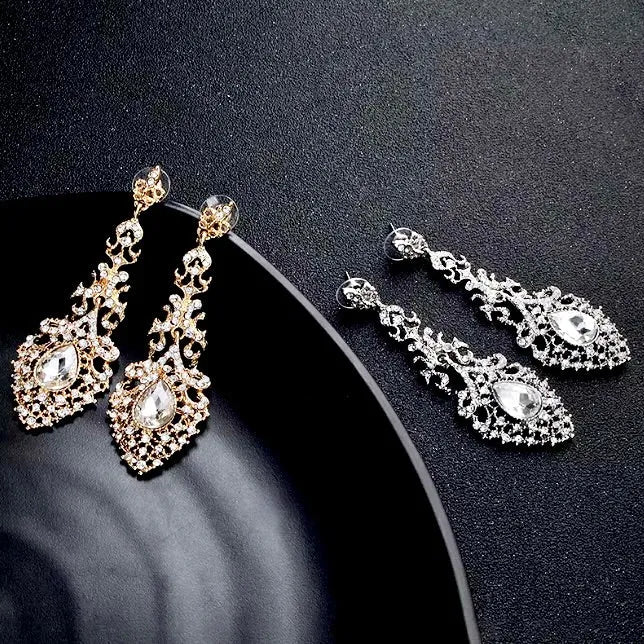 Wedding Jewelry - Rhinestone Bridal Earrings - Available in Silver and Gold
