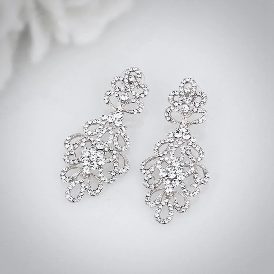 Wedding Jewelry - Cubic Zirconia Bridal Earrings - Available in Silver and Gold