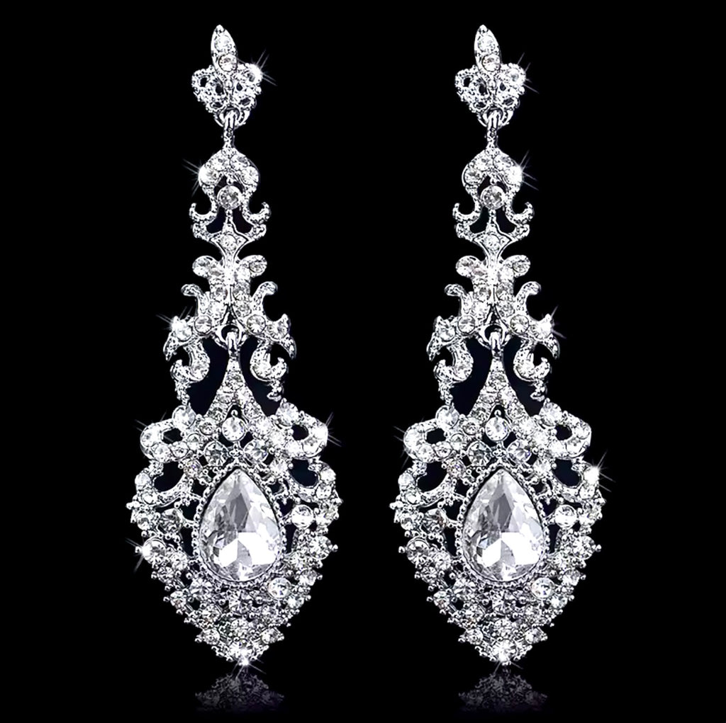 Wedding Jewelry - Rhinestone Bridal Earrings - Available in Silver and Gold