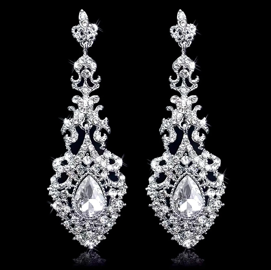Wedding Jewelry - Rhinestone Bridal Earrings - Available in Silver and Gold