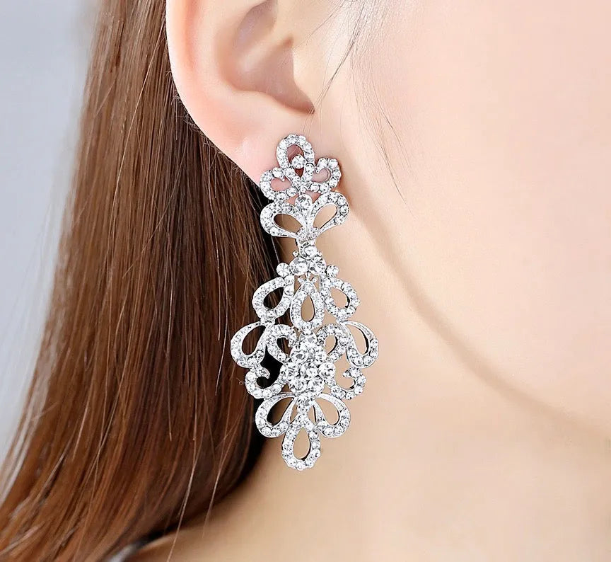 Wedding Jewelry - Cubic Zirconia Bridal Bracelet and Earrings Set - Available in Silver and Gold