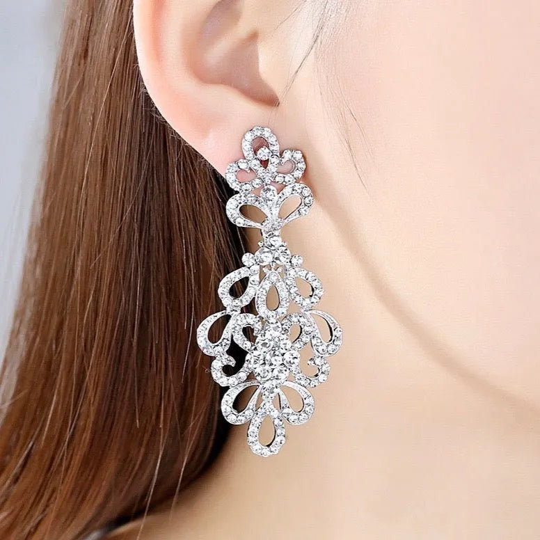 Wedding Jewelry - Cubic Zirconia Bridal Earrings - Available in Silver and Gold
