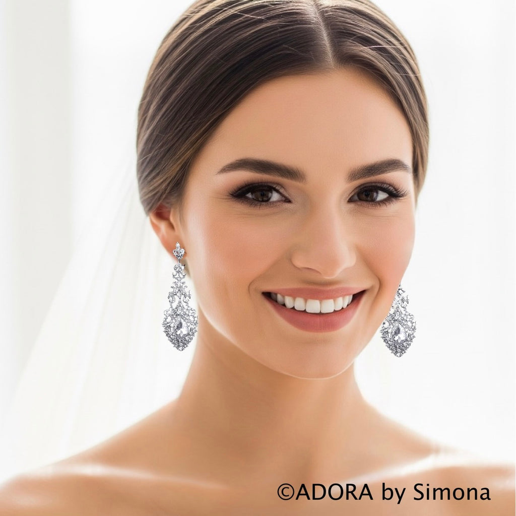 Wedding Jewelry - Rhinestone Bridal Earrings - Available in Silver and Gold