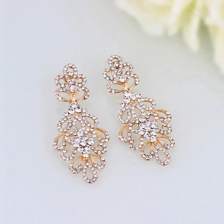 Wedding Jewelry - Cubic Zirconia Bridal Earrings - Available in Silver and Gold