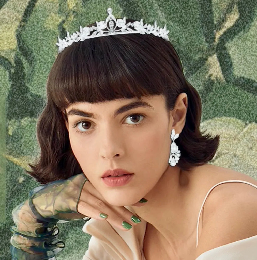 Wedding Jewelry - Rhinestone Bridal Earrings - Available in Silver and Yellow Gold