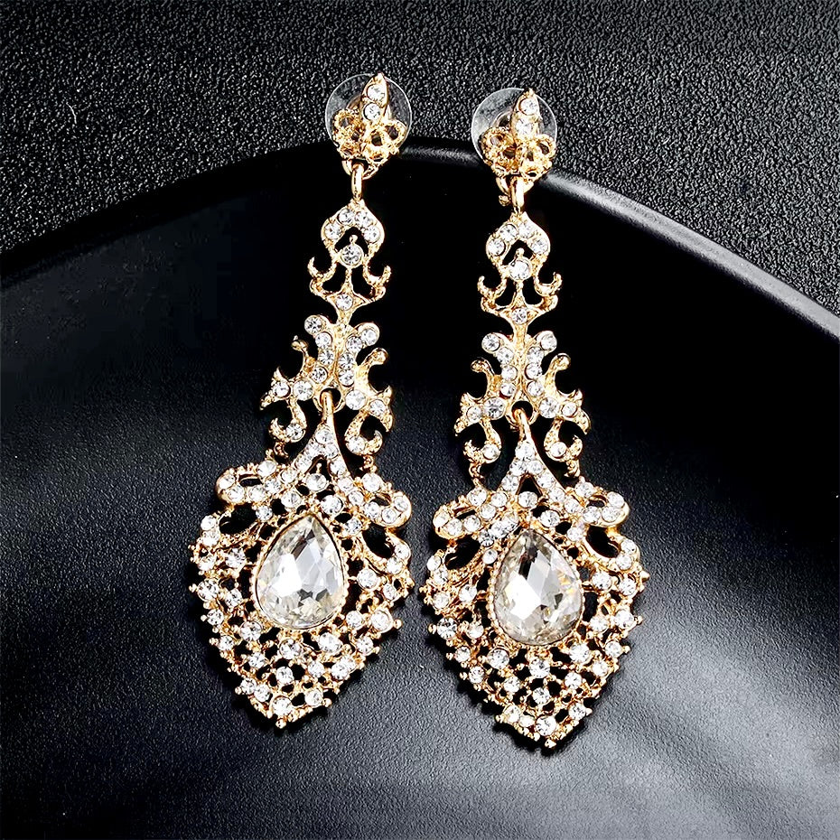 Wedding Jewelry - Rhinestone Bridal Earrings - Available in Silver and Gold