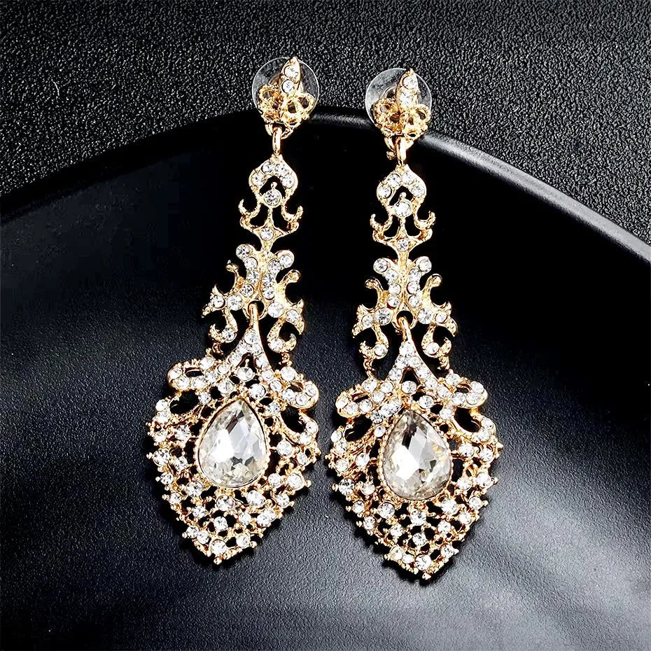 Wedding Jewelry - Rhinestone Bridal Earrings - Available in Silver and Gold