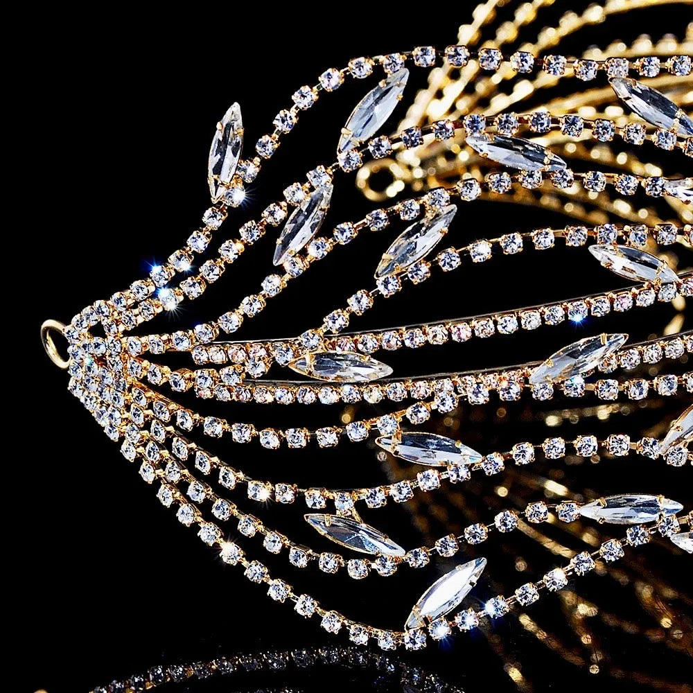 Wedding Hair Accessories - Crystal Bridal Headdress - Available in Silver and Yellow Gold