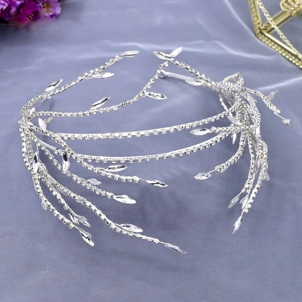 Wedding Hair Accessories - Crystal Bridal Headdress - Available in Silver and Yellow Gold