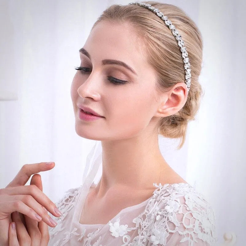 Wedding Hair Accessories - Classic Crystal Bridal Headband - Available in Silver and Gold