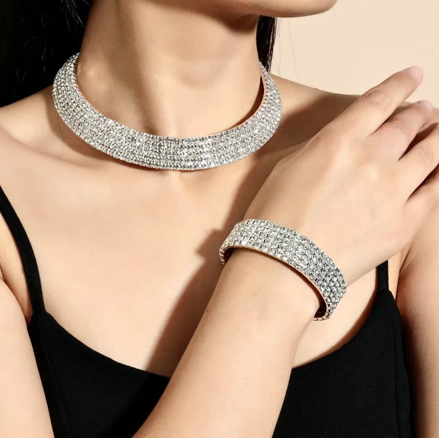 Wedding Jewelry - Silver Rhinestone Bridal Jewelry Set