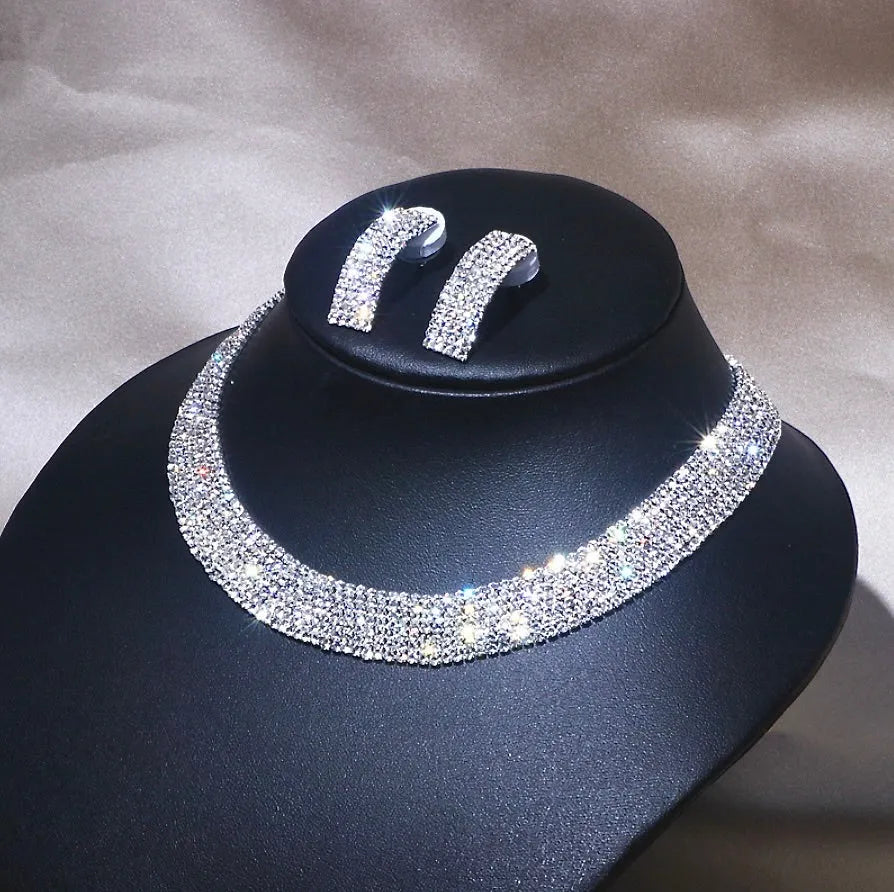 Wedding Jewelry - Silver Rhinestone Bridal Jewelry Set