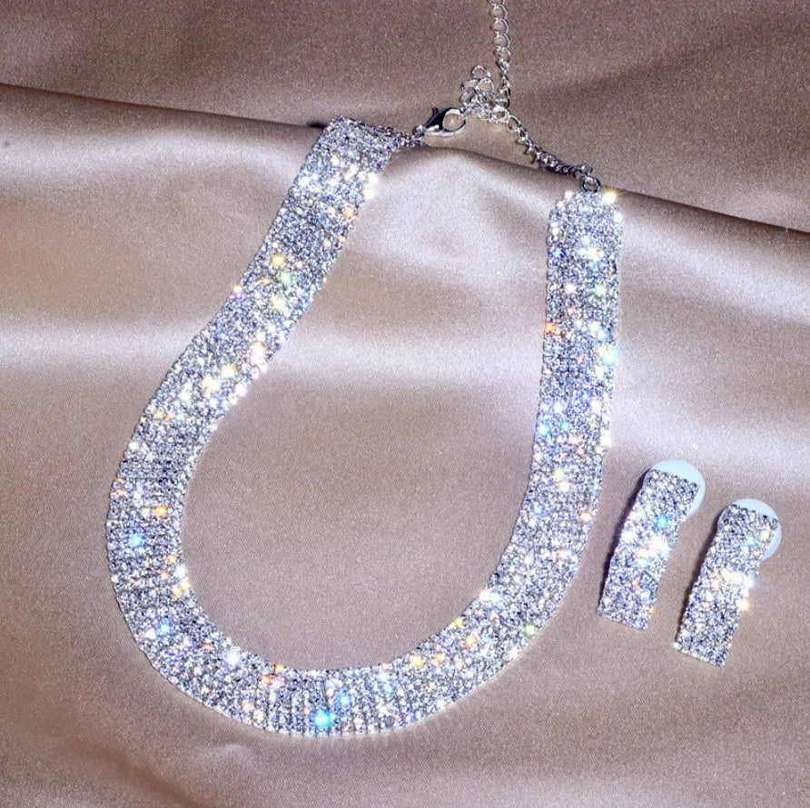 Wedding Jewelry - Silver Rhinestone Bridal Jewelry Set