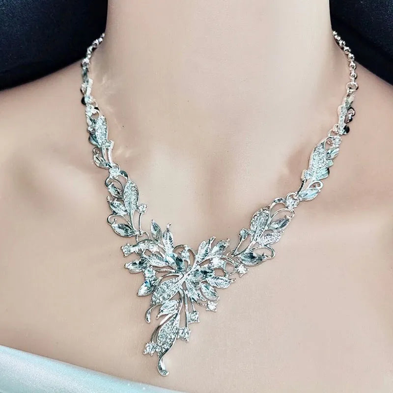 Wedding Jewelry and Accessories - Silver Cubic Zirconia 3-Piece Bridal Jewelry Set With Tiara