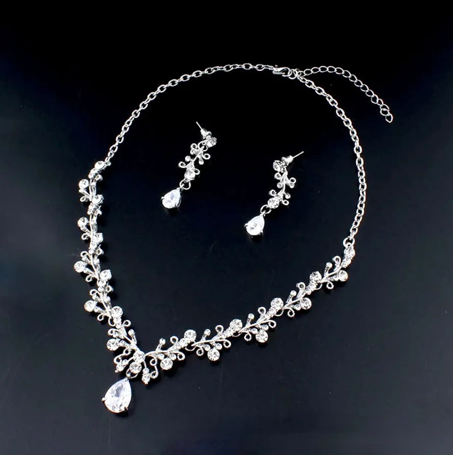 Wedding Jewelry and Accessories - Bridal 3-Piece Jewelry Set With Tiara - Available in Gold and Silver
