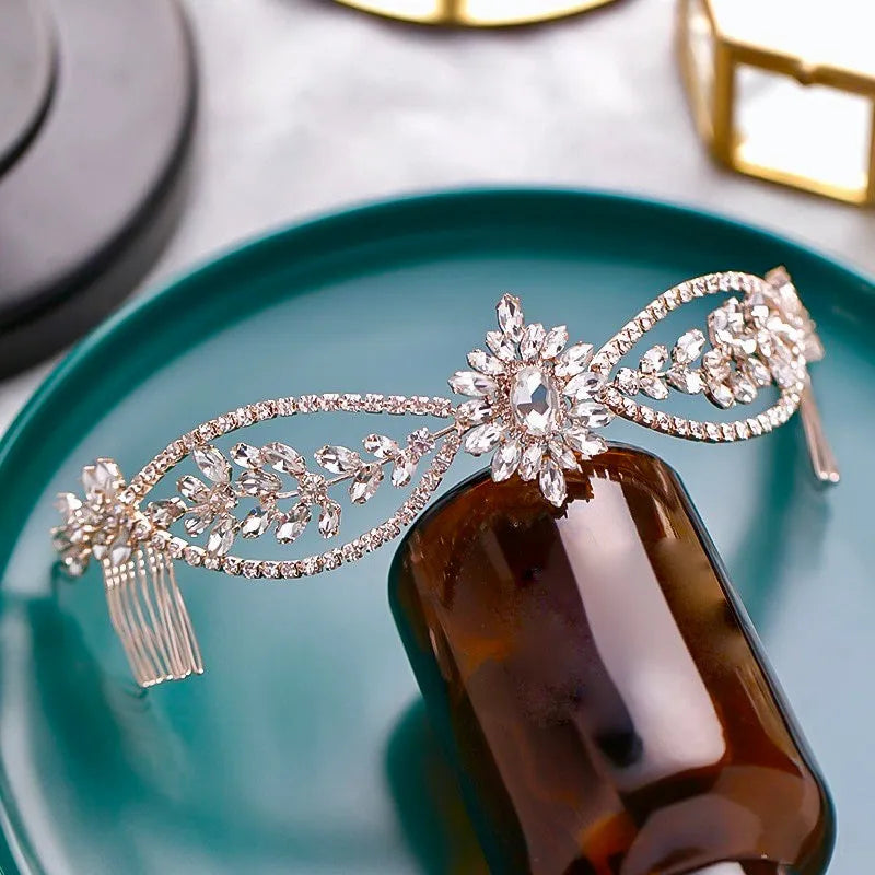 Wedding Hair Accessories - Crystal Bridal Headband / Hair Vine - Available in Silver, Rose Gold and Yellow Gold