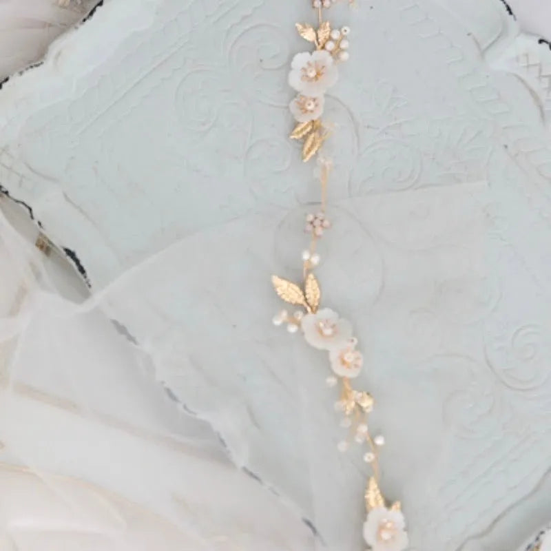 Wedding Hair Accessories - Gold Opal and Pearl Bridal Headband