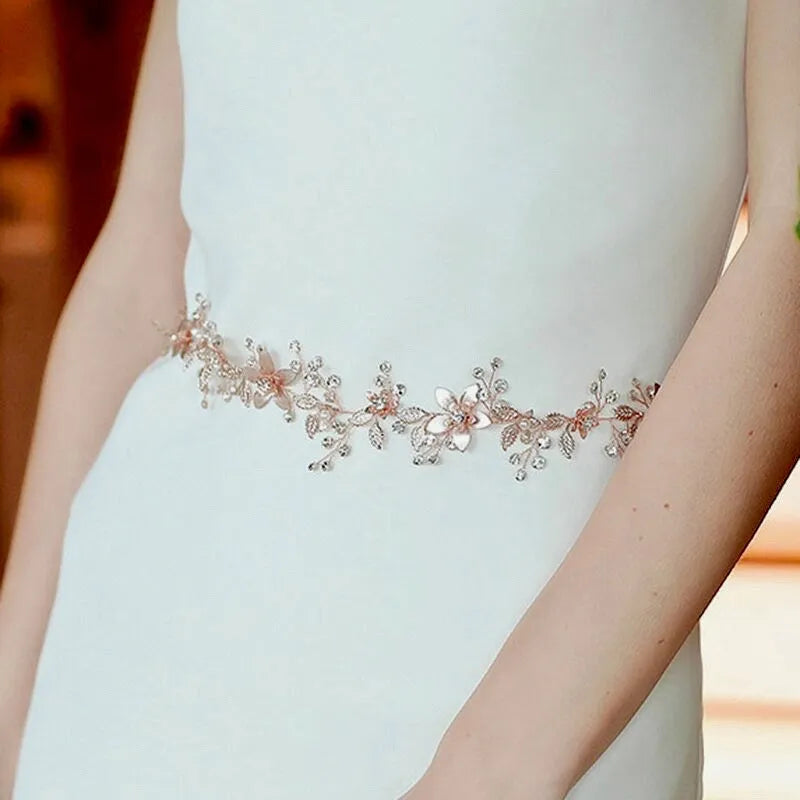 Wedding Accessories - Bohemian Rose Gold Bridal Belt/Sash