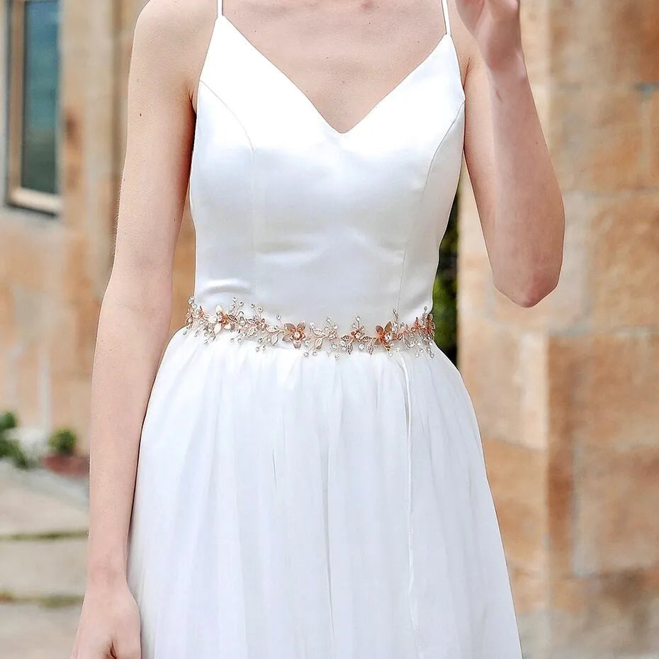 Bohemian Rose Gold Wedding Dress Belt  Wedding Accessory