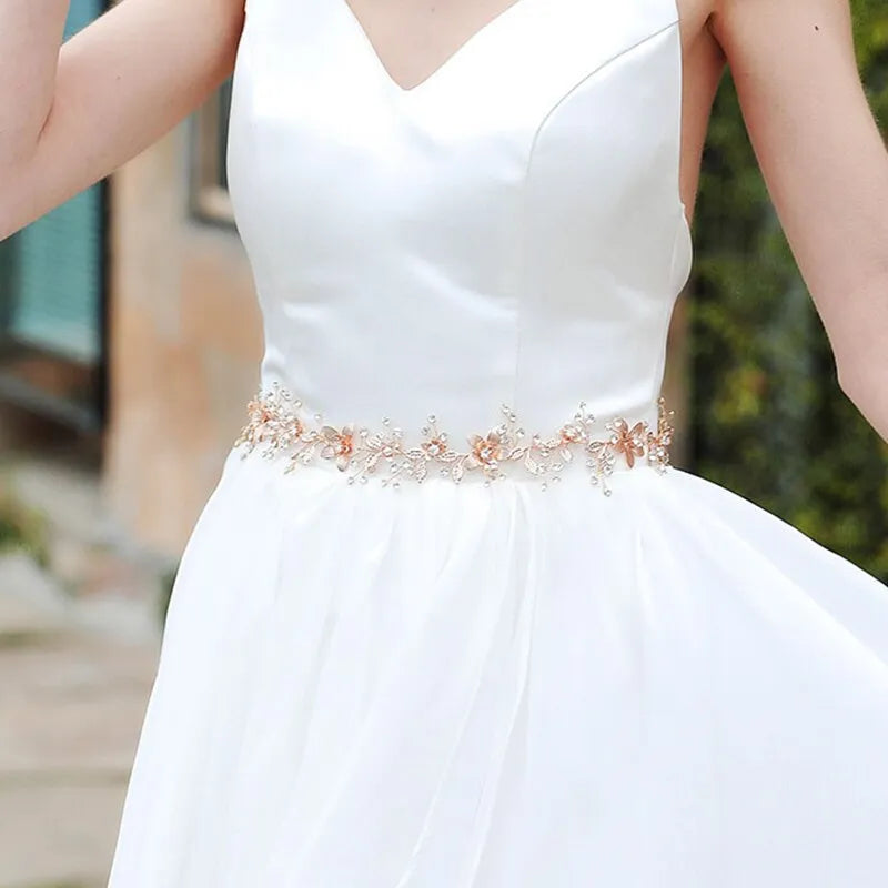 Wedding Accessories - Bohemian Rose Gold Bridal Belt/Sash