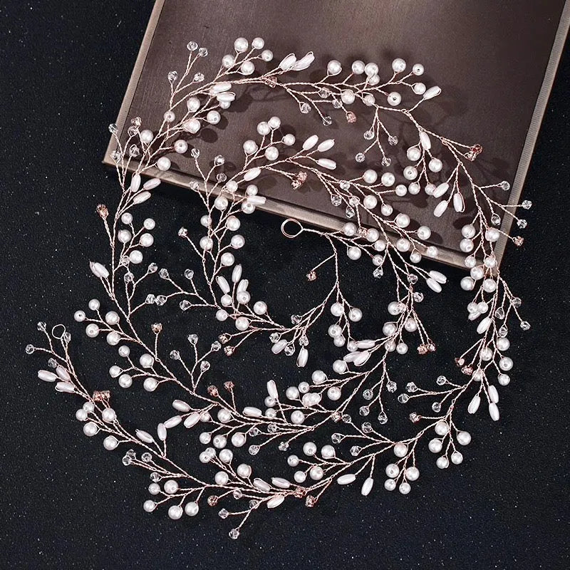 Wedding Hair Accessories - Pearl and Crystal Bridal Hair Vine - Available in Silver, Rose Gold and Yellow Gold