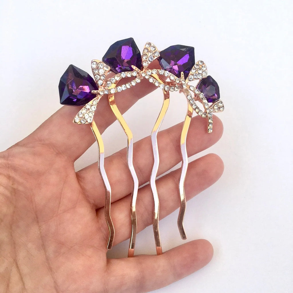 Wedding Hair Accessories - Rose Gold CZ Bridal Hair Comb - More Colors