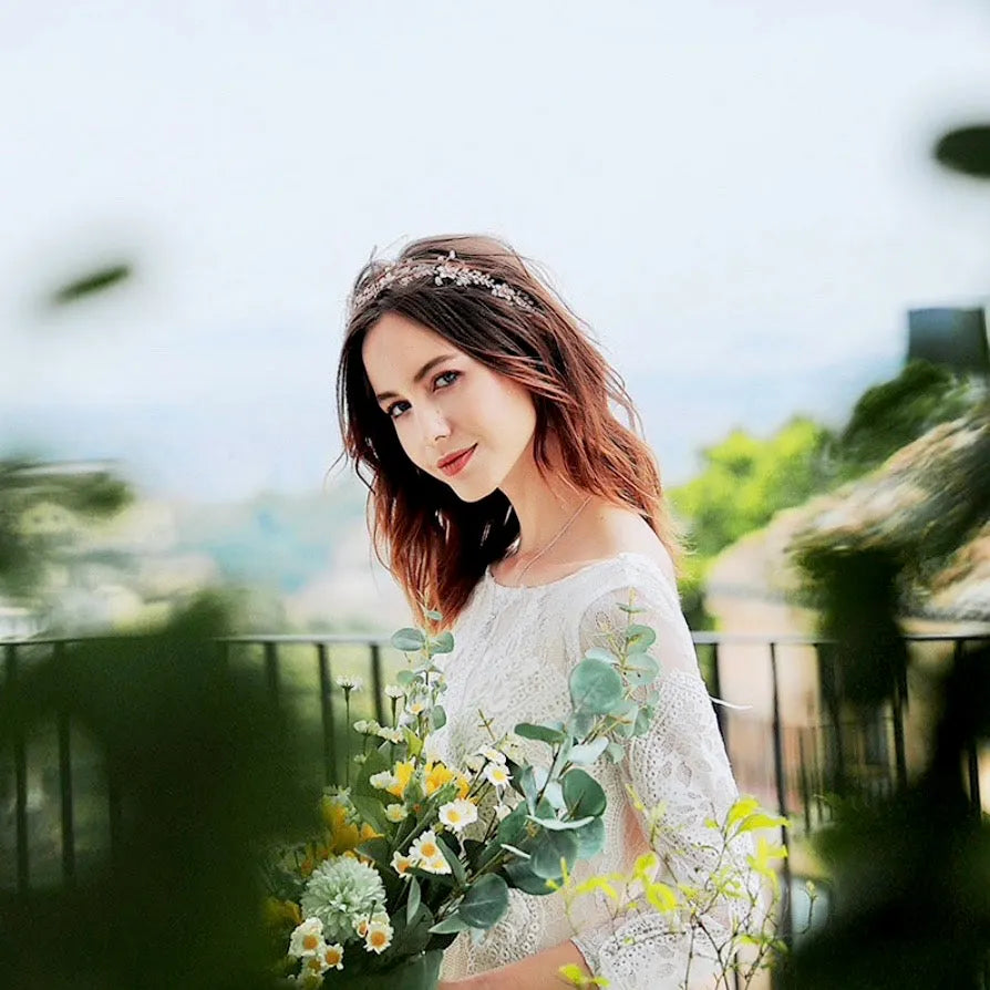 Wedding Hair Accessories - Rose Gold Swarovski Pearl and Crystal Bridal Headband