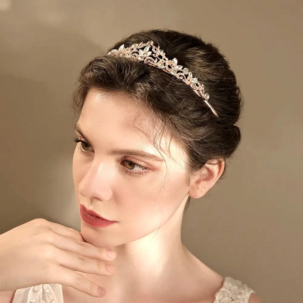 Crystal Wedding Tiara in Silver & Rose Gold | Wedding Crown  display picture 3